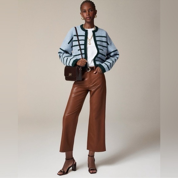 J. Crew Pants - J. Crew Tan Vegan Leather Cropped Wide Leg Ankle Pants Size 29